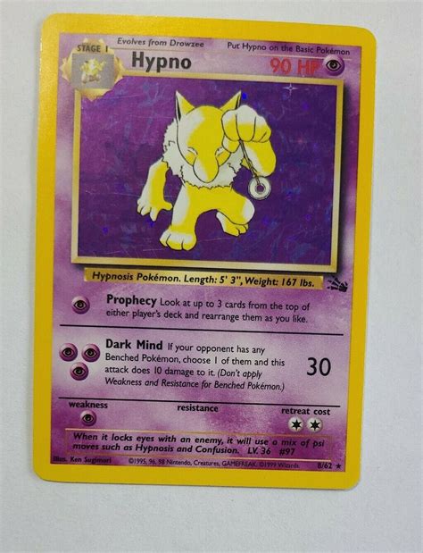 Hypno Holo Rare Fossil Set Pokemon Card Ebay