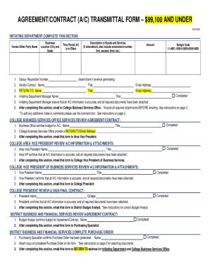 Fillable Online Agreement Contract A C Transmittal Form And