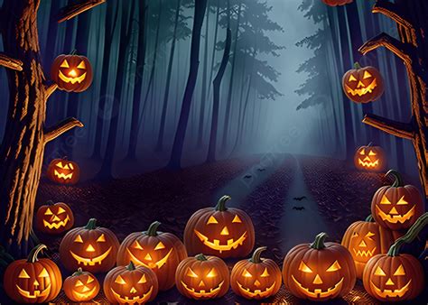 The Scary Halloween Forest Background, Halloween, Forest, Pumpkins Background Image And ...