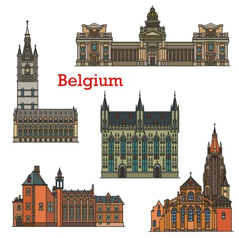 Belgium travel landmarks, architecture of Bruges 23591338 Vector Art at ...