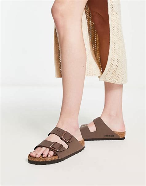 Birkenstock Arizona Vegan Sandals In Mocha Brown Asos