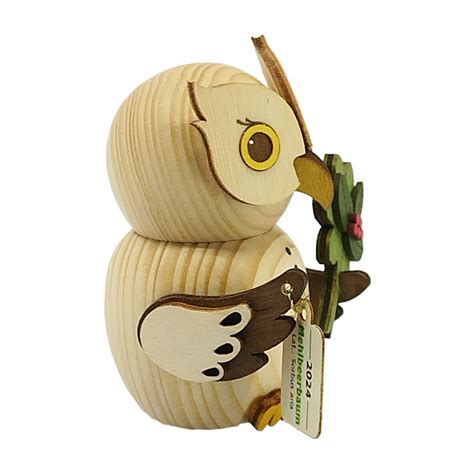 Holzfigur Mini Eule Mit Mehlbeere Jahresfigur 2024 Erzgebirgskunst Shop