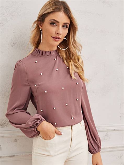 Blusa De Manga Larga Con Perlas Angora Store