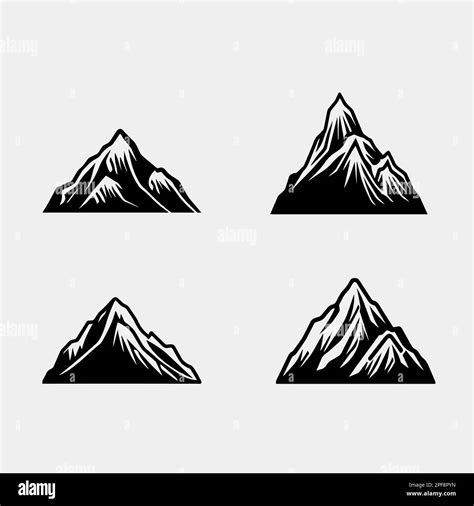 Mountain Silhouette Vector Icon Rocky Peaks Mountains Ranges Black