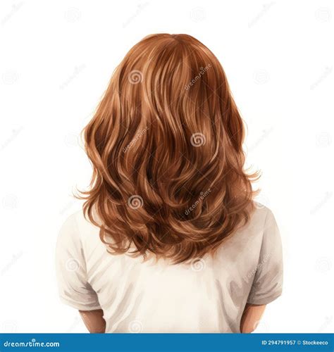 Realistic Illustration Of Woman With Red Hair In Storybook Style Stock Illustration