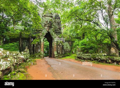 South gate of Angkor Thom in rainy season Stock Photo - Alamy