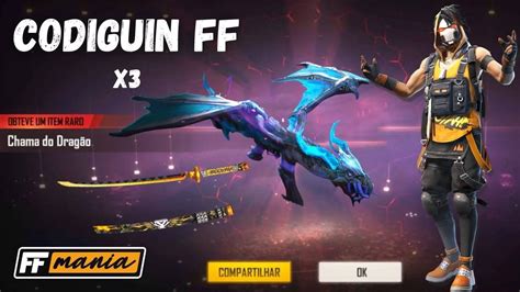 CODIGUIN FF 2020 Códigos Free Fire da AK Chama do Dragão e mais