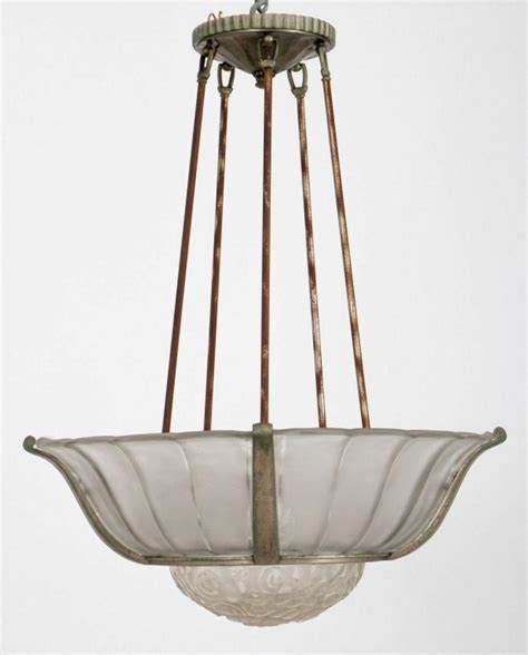 At Auction French Art Deco Glass Pendant Chandelier