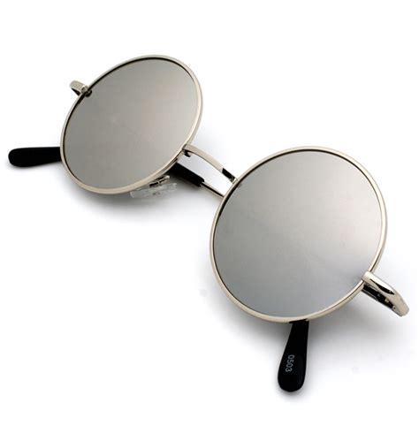 Round Metal Mirrored Sunglasses In Silver