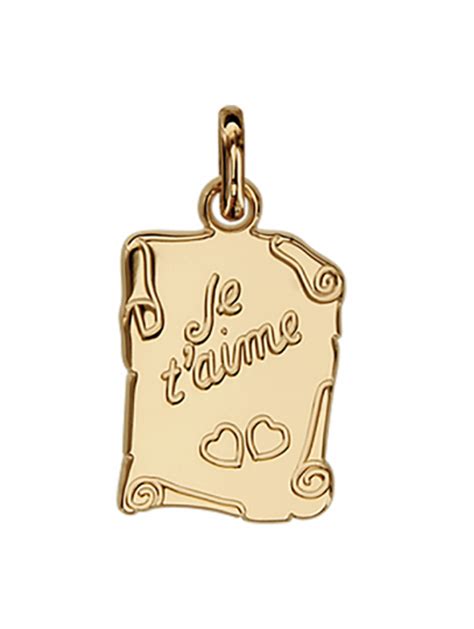 Pendentif Parchemin Je T Aime Plaqu Or