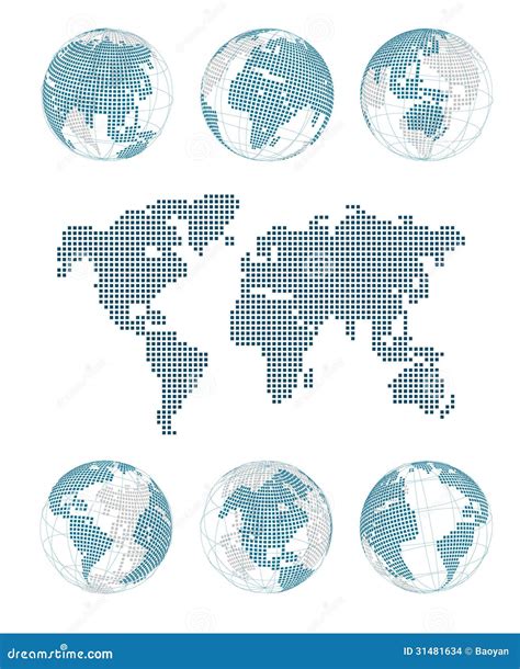 Dotted World Map Stock Vector Illustration Of Rotate 31481634