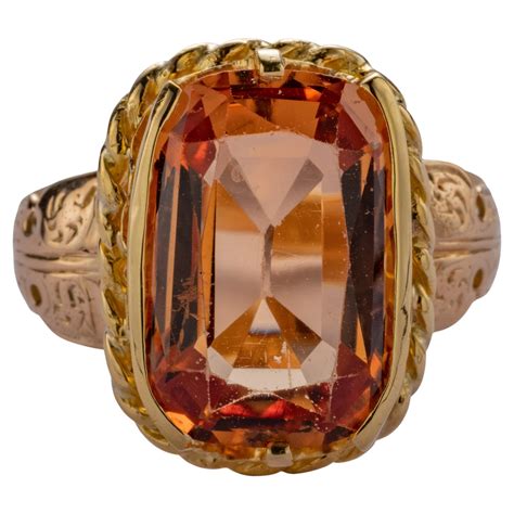 1910 Antique Edwardian 6 Carat Imperial Precious Topaz Diamond Gold Ring At 1stdibs Antique