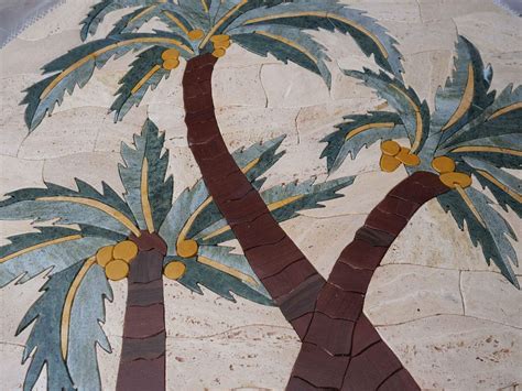 Palm Trees Petal Mosaic Medallion Flowers And Trees Mozaico