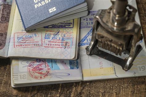 Immigration And Passport Control At The Airport Border Control A Stamp