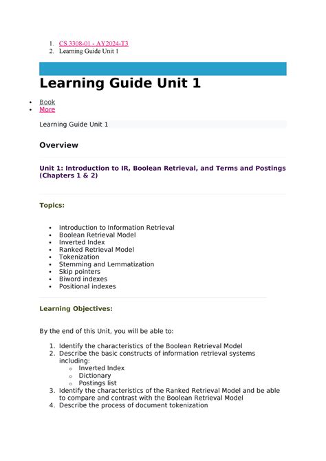 Learning Guide 1 CS 3308 01 AY2024 T 2 Learning Guide Unit 1