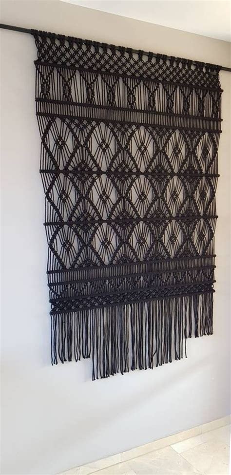 Large Macrame Wall Hanging Black Macrame Wall Hanging Etsy