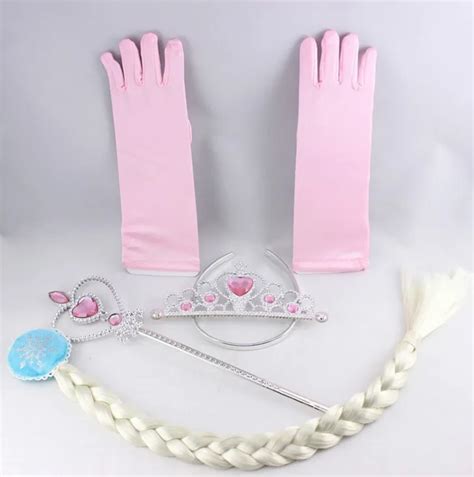 Party Magic Elsa Anna Cosplay Crown Wand Braid Gloves Magic Wand