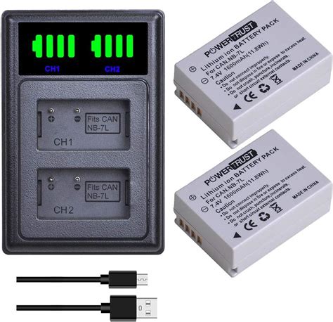 Bm Premium 2 Pack Of Nb 7l Batteries And Battery Charger Kit For Canon Powershot G10