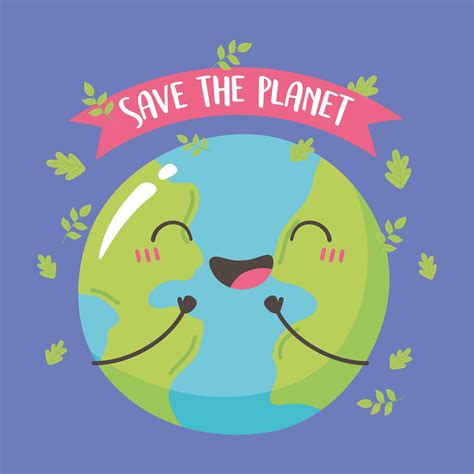 Save The Planet Happy Smiling Cute Earth Cartoon 1429850 Vector Art At