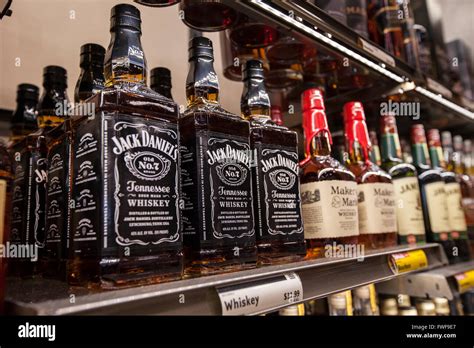 Bottles Of Jack Daniels Whiskey On A Shelf At A Store Stock Photo Alamy