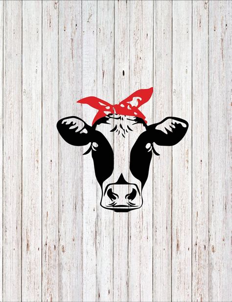 Grunge Cow Svg Cow With Bandana Svg Svg Files For Cricut Etsy