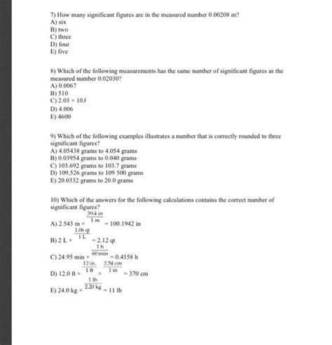 Solved 7 How Many Significant Figures Are In The Measured