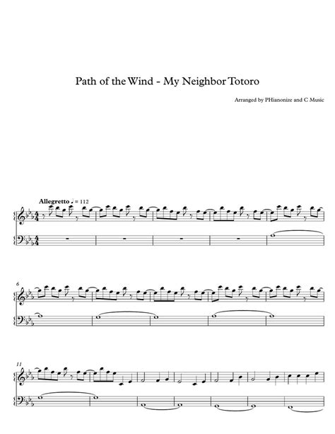 Joe Hisaishi Path Of The Wind From My Neighbor Totoro Sheet By