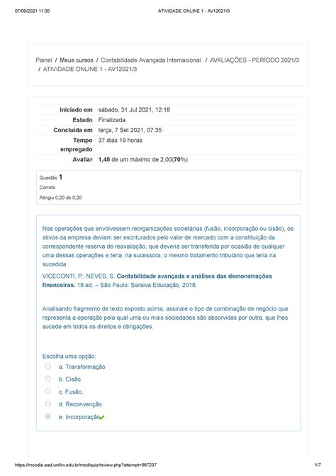 Atividade Contabilidade Avancada Internacional Tentativa