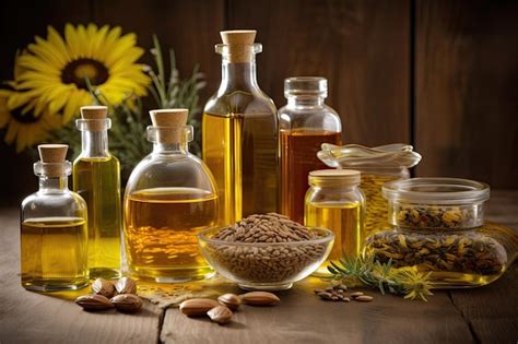 Una Variedad De Aceites Naturales Incluidos Los Aceites Vegetales De