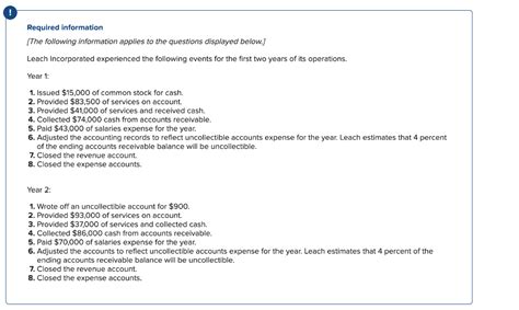 Solved Leach Incorporated Experienced The Following Events Chegg