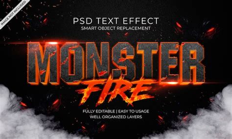 Premium Psd Monster Fire Text Effect