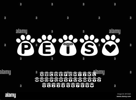 Cute Animal Paw Font Vector Stock Vector Image And Art Alamy
