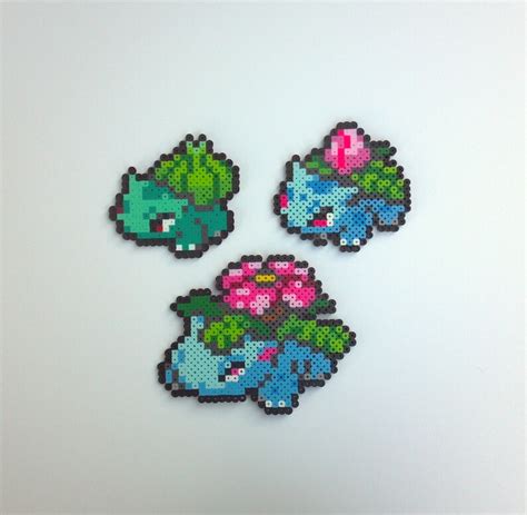 Pokemon Perler Bead Sprite Kanto Starters Bulbasaur Ivysaur Venusaur