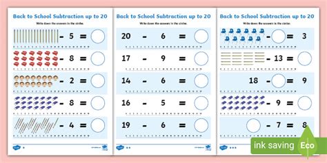 Printable Subtraction to 20 Worksheets | Primary Teaching