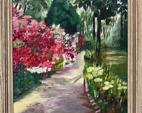 Original Oil Painting Of A Garden In Bloom Vintage Painting Of A Garden