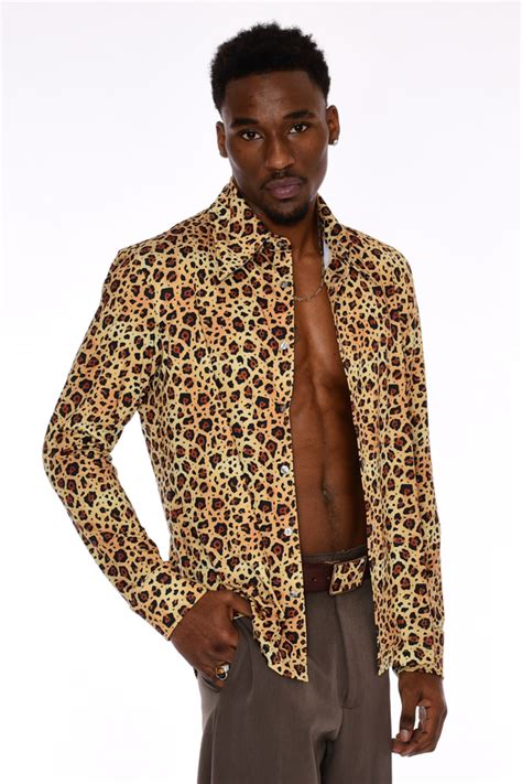 Triumphant Dissatisfied Living Room Mens Cheetah Print Shirt Marquee