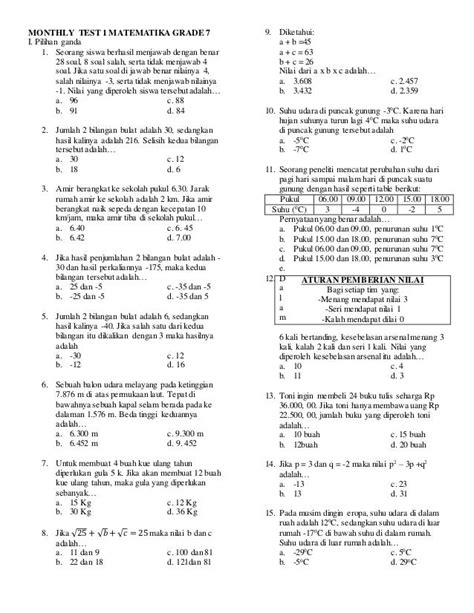 Soal Matematika Kelas 7 Homecare24