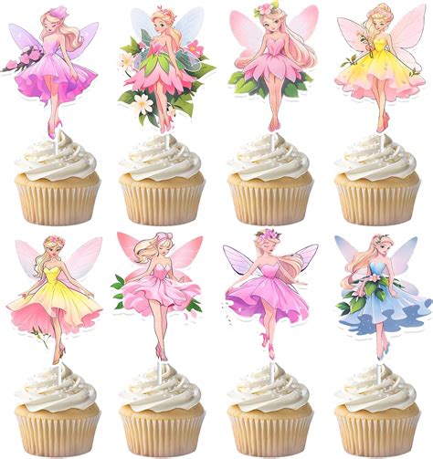 24pcs Fairy Cupcake Toppers No Diy Fairy Cake Toppers Fairy