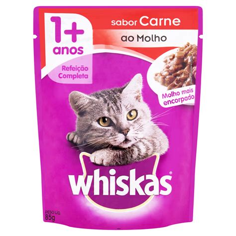 Alimento Completo Para Gatos Adultos Sabor Carne Tenra Ao Molho Whiskas