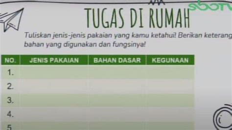 Soal Dan Jawaban Sbo Tv Sd Kelas Jumat Maret Tuliskan Jenis