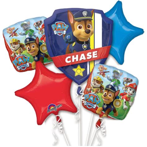 Paw Patrol Chase MarshallFolienballon Bouquet 5er Set Zauberdrache