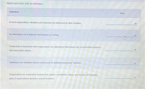 Solved Match Each Term With Its Definition DefinitionTermIn Chegg