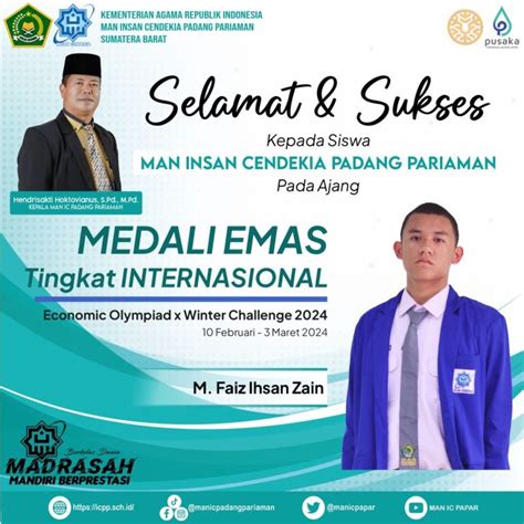 Medali Emas Tingkat Internasional Di Raih Oleh Siswa Man Ic Padang