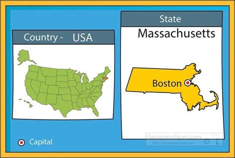 US State Maps Clipart-boston massachusetts state us map with capital