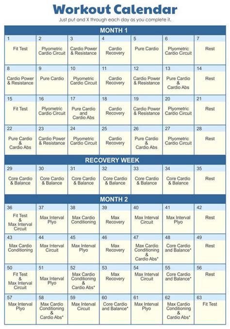 Pdf Insanity Workout Calendar For Days In Justfit