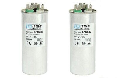 Temco Uf Mfd Vac Volts Round Dual Run Capacitor Hz Lot