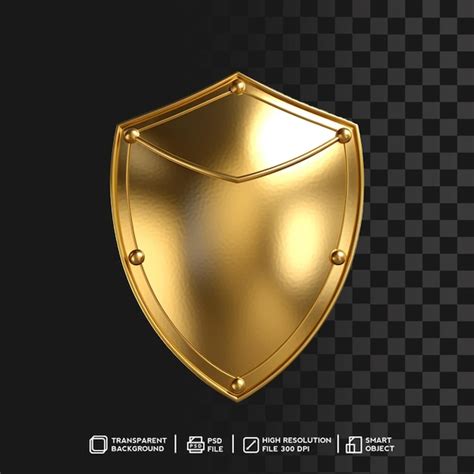 Premium Psd Dynamic D Render Golden Metallic Shiny Shield With Clear