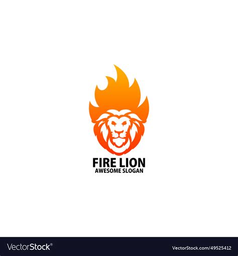 Fire lion design logo gradient color Royalty Free Vector