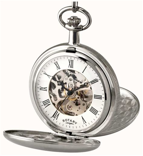 Rotary Gent S Stainless Steel Skeleton Pocket Watch Mp First