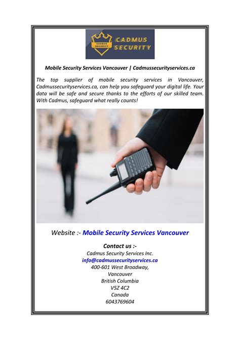 Ppt Mobile Security Services Vancouver Cadmussecurityservices Ca